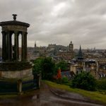 Dugald Stewart Monument, Edinburgh, Skotland i regnvejr